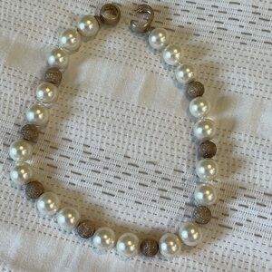 Elegant Pearl and Bronze Beaded necklace
